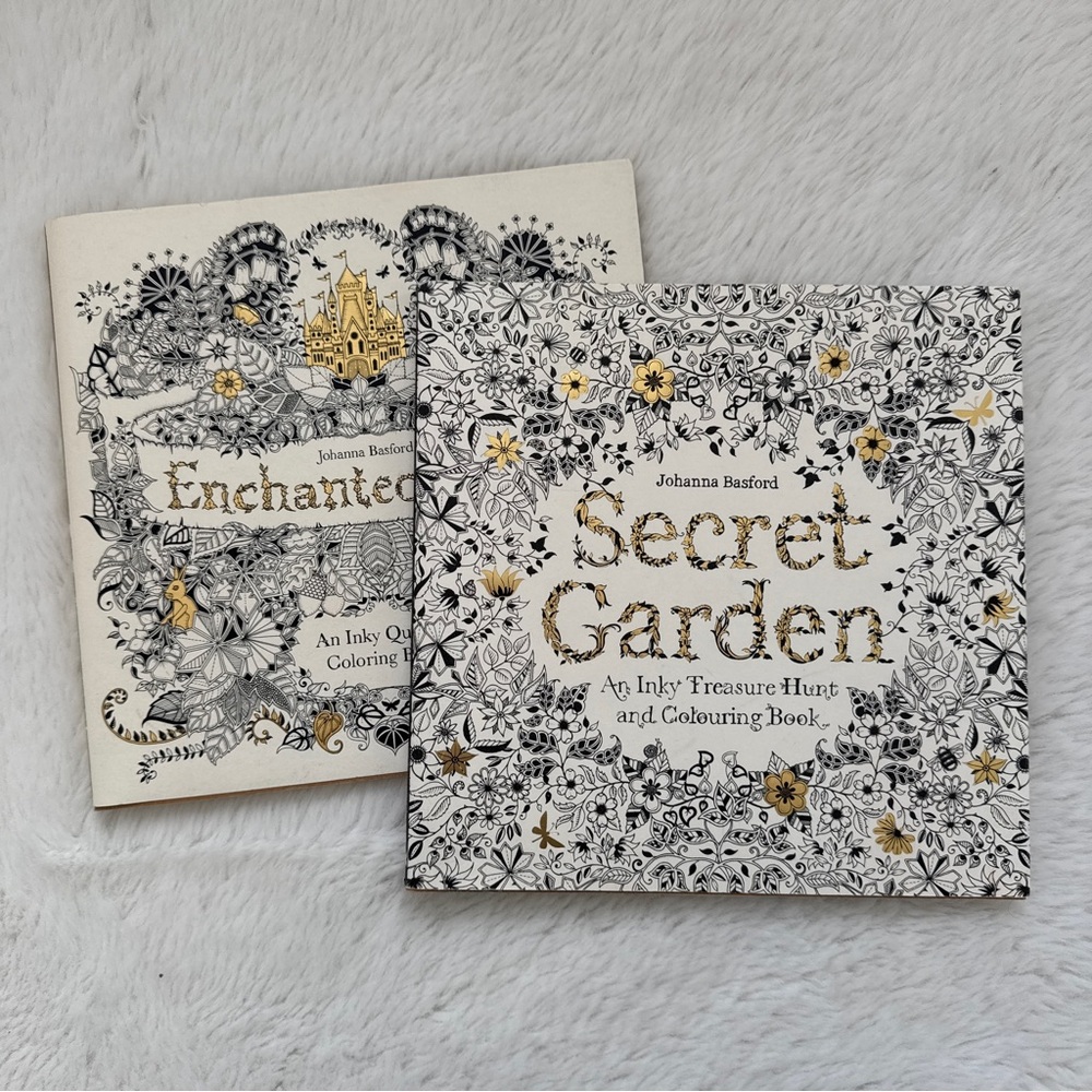Secret Garden and Enchanted Forest Coloring Books **partially used**